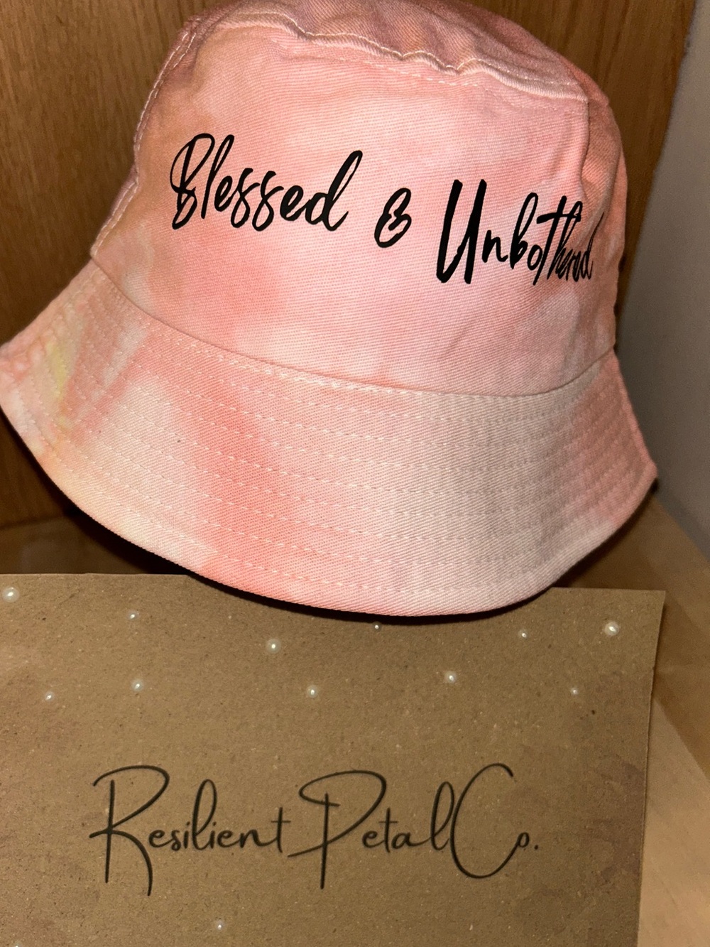 Blessed & Unbothered Pink Tie-Dye Bucket Hat